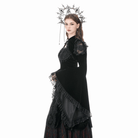 Darkinlove Women's Gothic Floral Mesh Splice Ruffled Flare Sleeve Velvet Cape