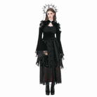 Darkinlove Women's Gothic Floral Mesh Splice Ruffled Flare Sleeve Velvet Cape