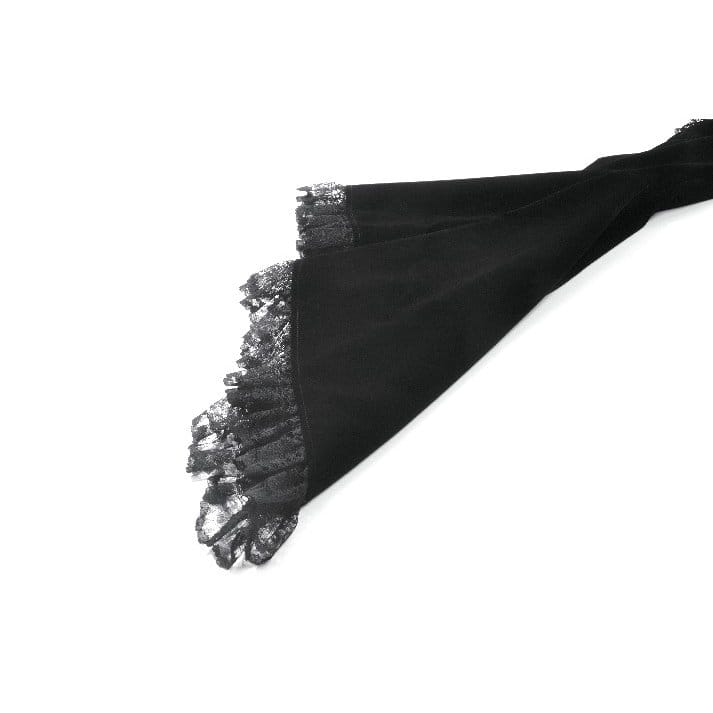 Mantella da donna Darkinlove in velluto con inserti in rete e volant a fantasia floreale gotica.