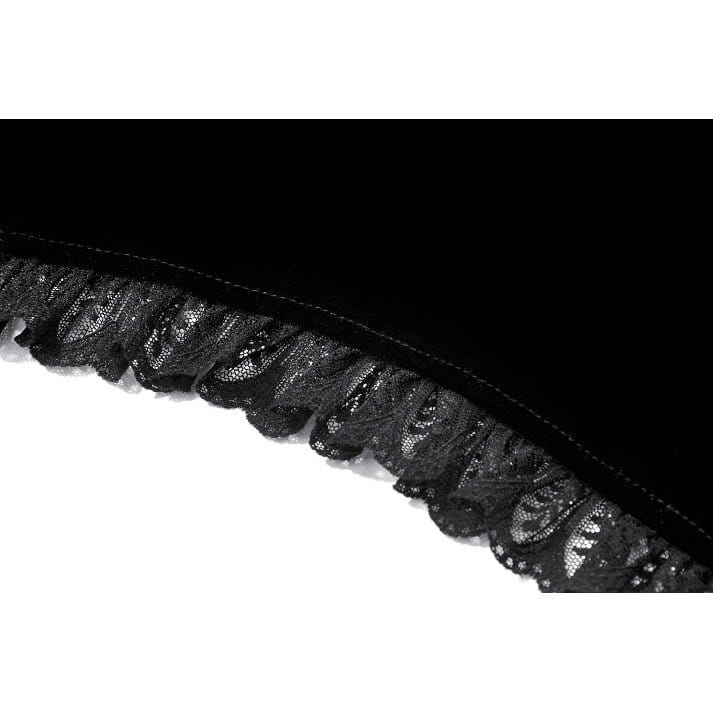 Mantella da donna Darkinlove in velluto con inserti in rete e volant a fantasia floreale gotica.