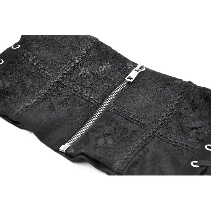Darkinlove Women's Gothic Floral Pattern Zip Lace-up Corset