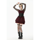 Darkinlove Women's Gothic Floral Pattern Zip Lace-up Corset