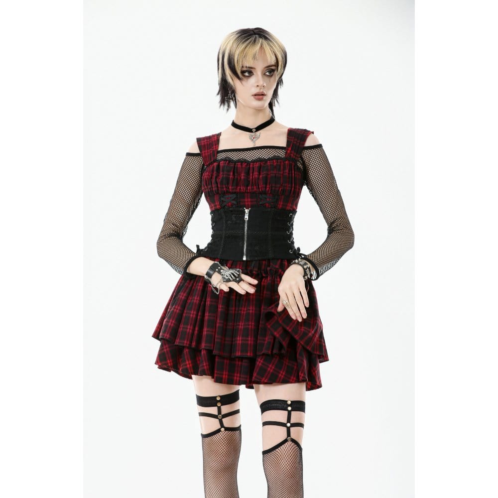 Darkinlove Women's Gothic Floral Pattern Zip Lace-up Corset