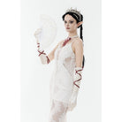 Darkinlove Women's Gothic Floral Pearl-embellished Lace Fan