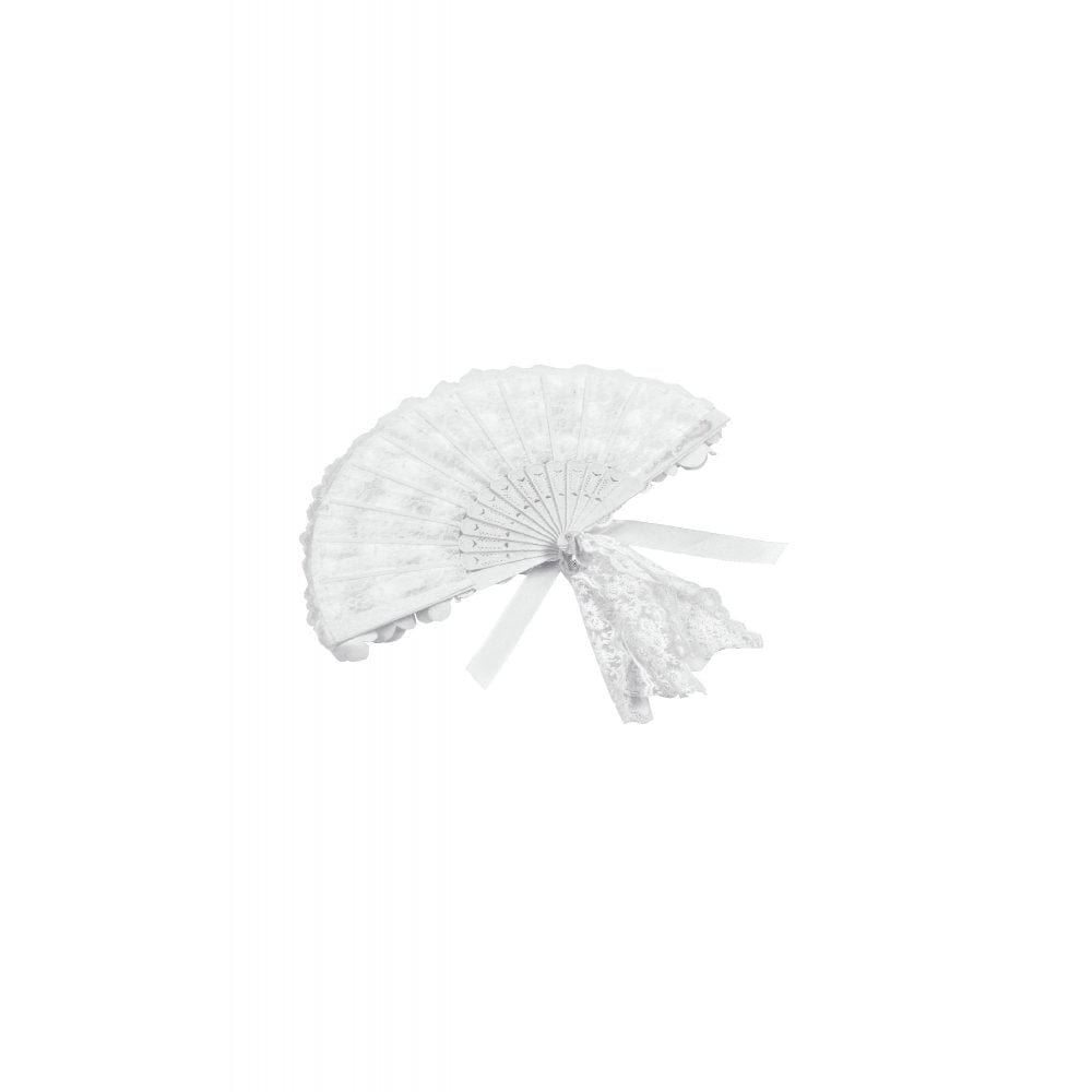 Darkinlove Women's Gothic Floral Pearl-embellished Lace Fan