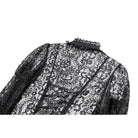 Darkinlove Women's Gothic Floral Sheer Lace Puff Bell Sleeve Long Duster Coat