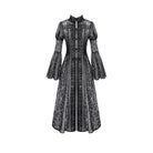 Darkinlove Women's Gothic Floral Sheer Lace Puff Bell Sleeve Long Duster Coat