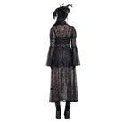 Darkinlove Women's Gothic Floral Sheer Lace Puff Bell Sleeve Long Duster Coat