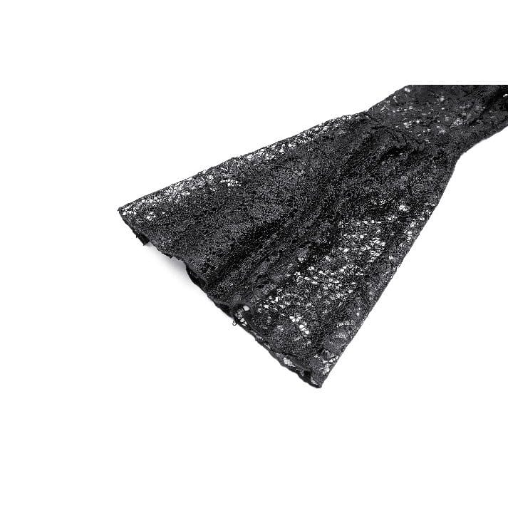 Darkinlove Women's Gothic Floral Sheer Lace Puff Bell Sleeve Long Duster Coat
