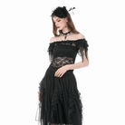 Darkinlove Women's Gothic Floral Sheer Off-Shoulder Lace Top