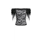 Darkinlove Women's Gothic Floral Sheer Off-Shoulder Lace Top