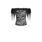 Darkinlove Women's Gothic Floral Sheer Off-Shoulder Lace Top