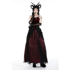 Darkinlove Women's Gothic Floral Tassel Mesh Splice Skirt
