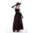 Darkinlove Women's Gothic Floral Tassel Mesh Splice Skirt