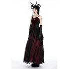 Darkinlove Women's Gothic Floral Tassel Mesh Splice Skirt