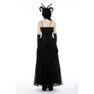 Darkinlove Women's Gothic Floral Tassel Mesh Splice Skirt