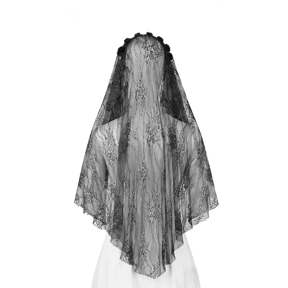 Darkinlove Women's Gothic Floral Tassels Mesh Veil
