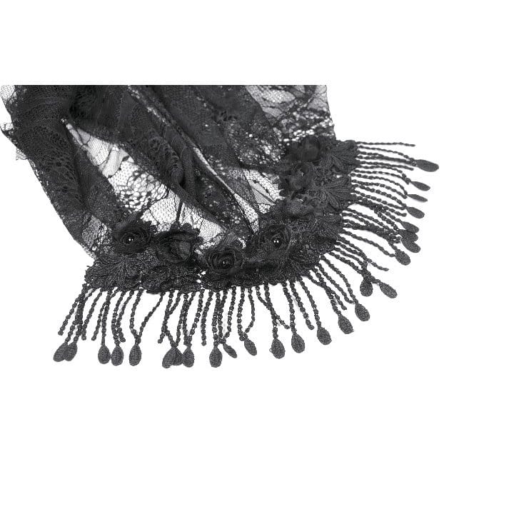 Darkinlove Women's Gothic Floral Tassels Mesh Veil
