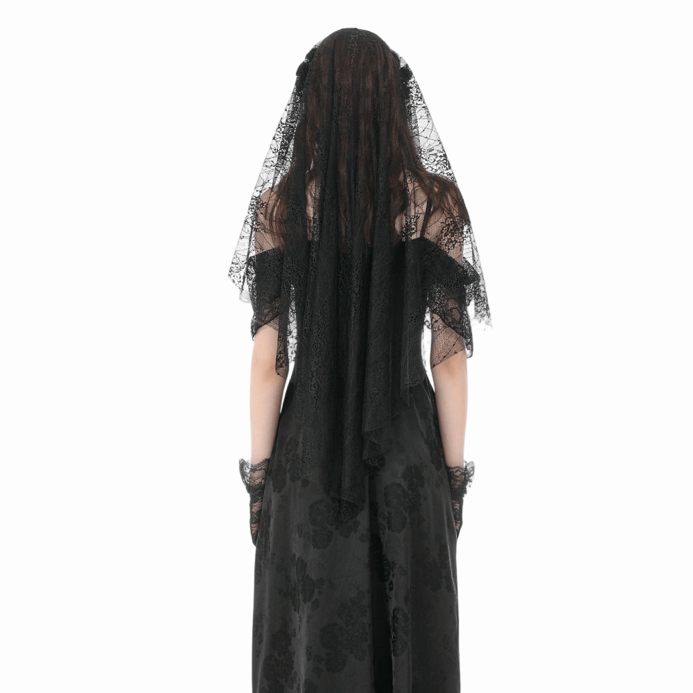 Darkinlove Women's Gothic Floral Tassels Mesh Veil