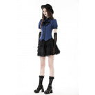 Darkinlove Women's Gothic Frilly Collar Striped Shirt