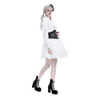 Darkinlove Women's Gothic Guipure Lace Hem Layered Mesh Mini Skirt