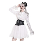 Darkinlove Women's Gothic Guipure Lace Hem Layered Mesh Mini Skirt