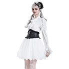 Darkinlove Women's Gothic Guipure Lace Hem Layered Mesh Mini Skirt