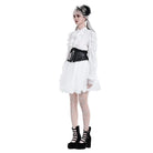 Darkinlove Women's Gothic Guipure Lace Hem Layered Mesh Mini Skirt