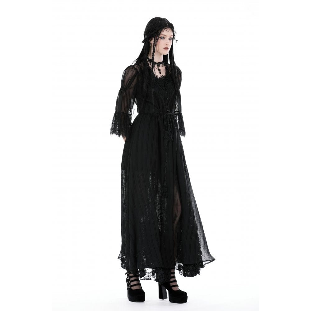 Darkinlove Women's Gothic Half-sleeved V-neck Sheer Coat