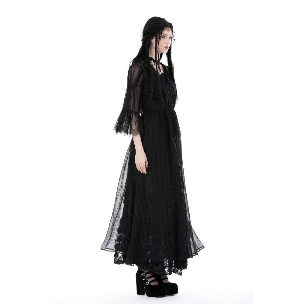 Darkinlove Women's Gothic Half-sleeved V-neck Sheer Coat