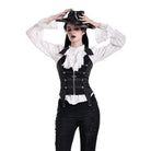 Darkinlove Women's Gothic Halter Lapel Zipper Jacquard Vest