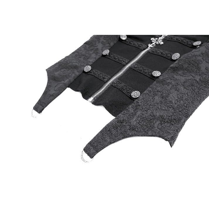 Darkinlove Women's Gothic Halter Lapel Zipper Jacquard Vest