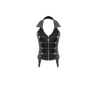 Darkinlove Women's Gothic Halter Lapel Zipper Jacquard Vest