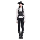 Darkinlove Women's Gothic Halter Lapel Zipper Jacquard Vest