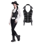 Darkinlove Women's Gothic Halter Lapel Zipper Jacquard Vest