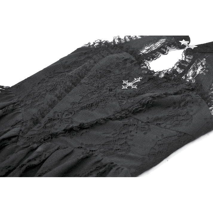 Darkinlove Women's Gothic Halterneck Lace Short Dress