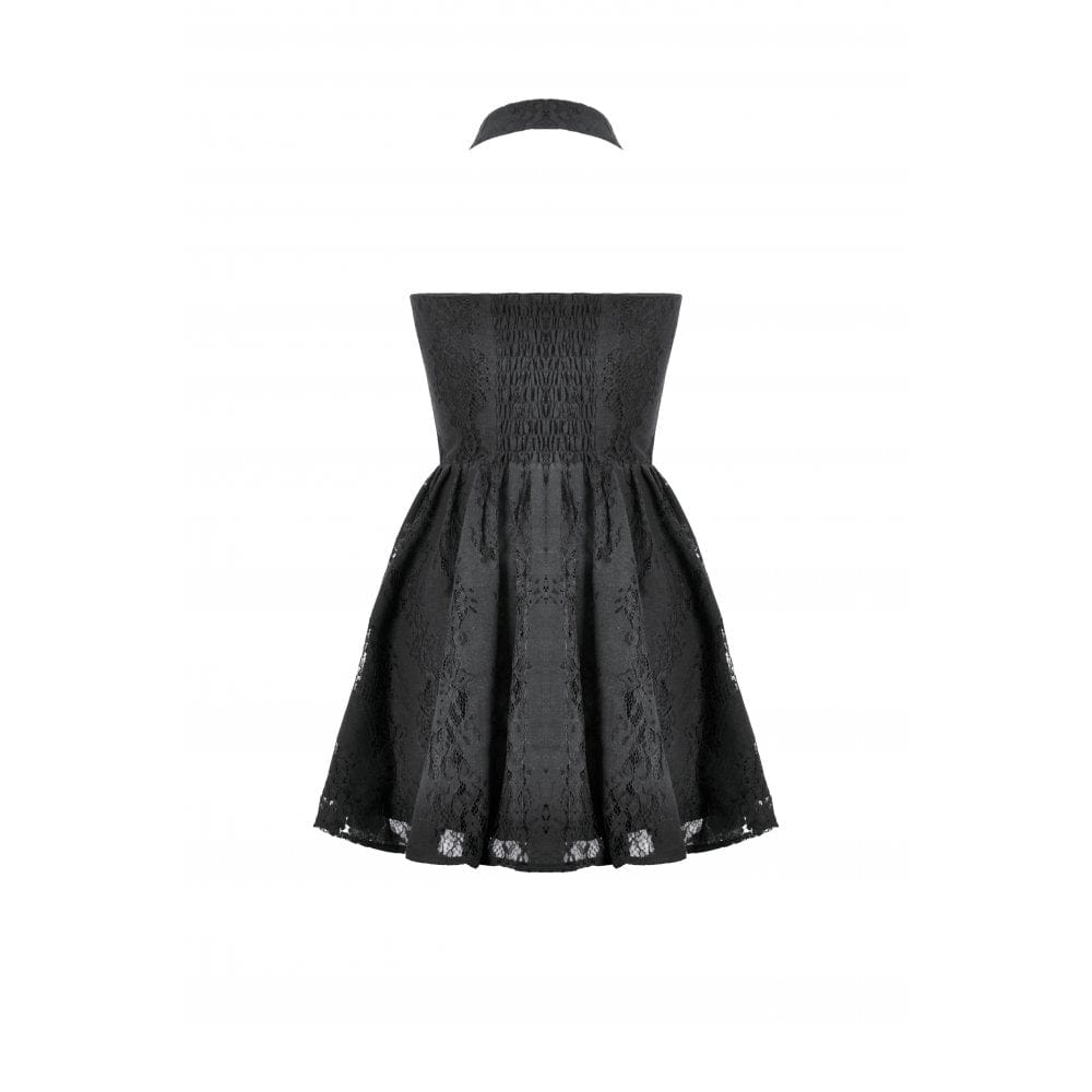 Darkinlove Women's Gothic Halterneck Lace Short Dress