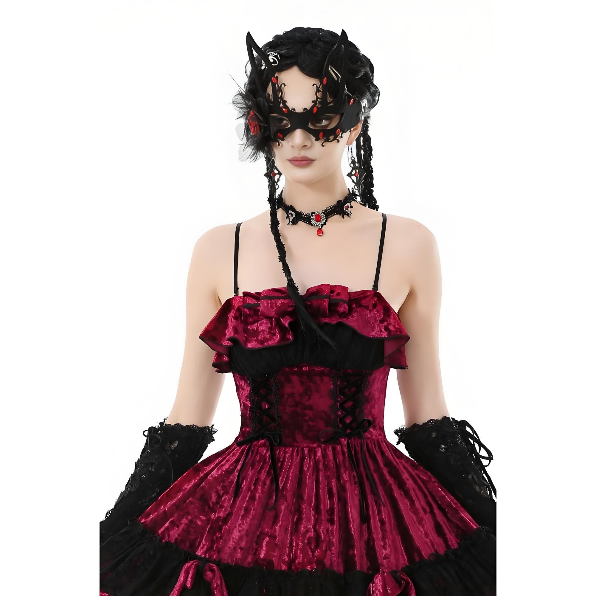 Darkinlove Women's Gothic Heart Cross Diamante Necklace