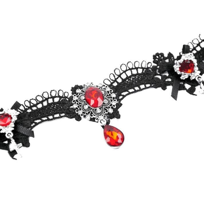 Darkinlove Women's Gothic Heart Cross Diamante Necklace