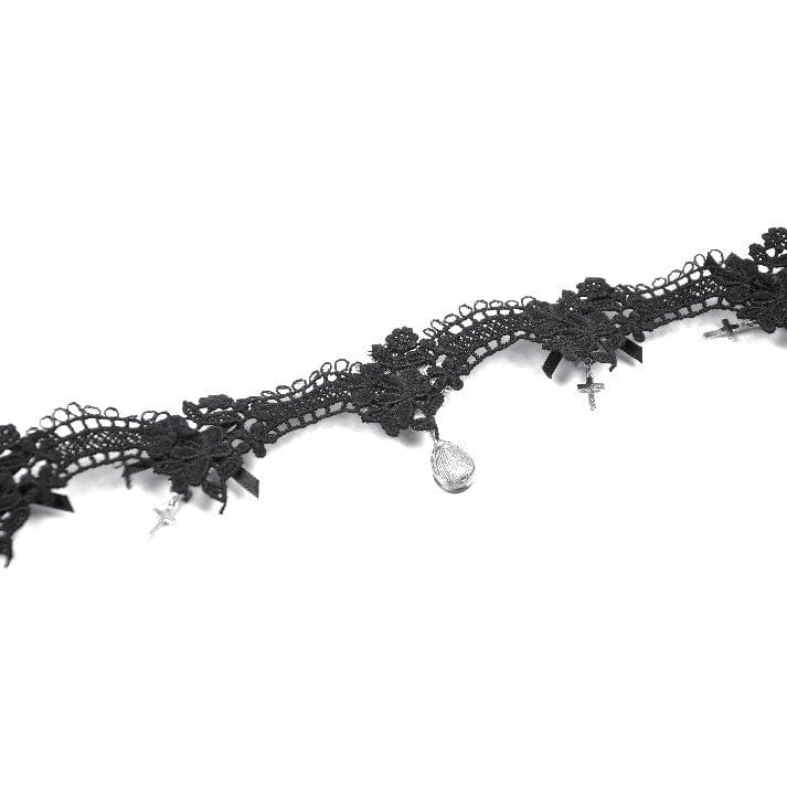 Darkinlove Women's Gothic Heart Cross Diamante Necklace