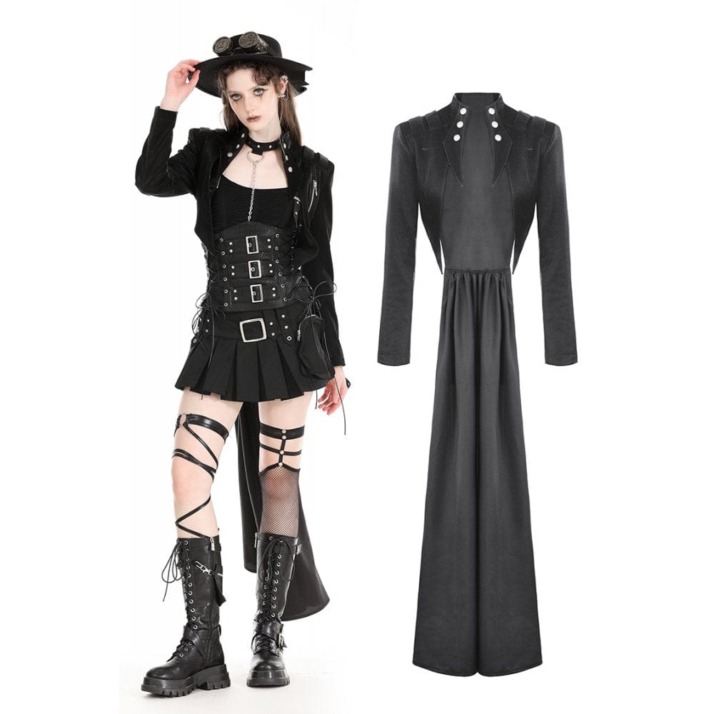 Darkinlove Women's Gothic High/Low Faux Leather Splice Jacket