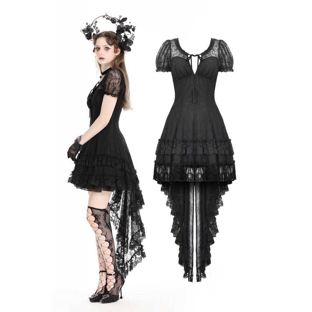 Darkinlove Women's Gothic High/Low Lace Ball Gown Dress