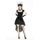 Darkinlove Women's Gothic High/Low Lace Splice Velvet Formal Dress