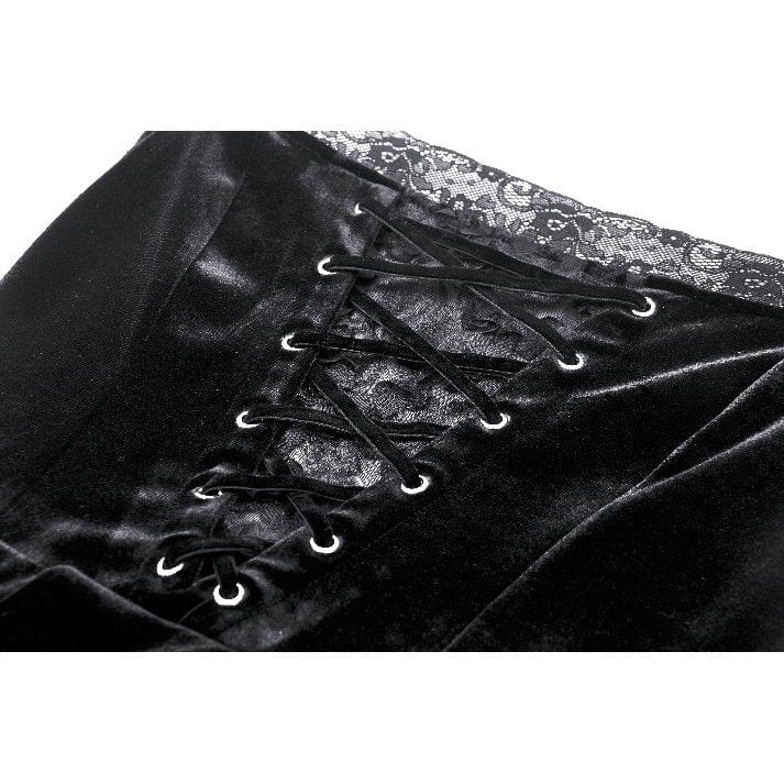 Darkinlove Women's Gothic High/Low Lace Splice Velvet Formal Dress