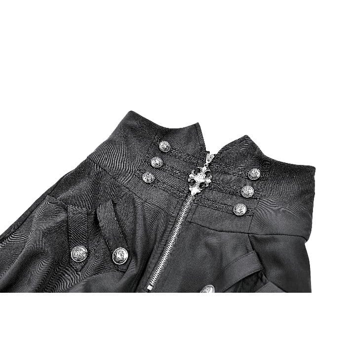 Darkinlove Women's Gothic High‑Waisted Cross Zipper Engraved Buttons Decor Pumpkin Shorts