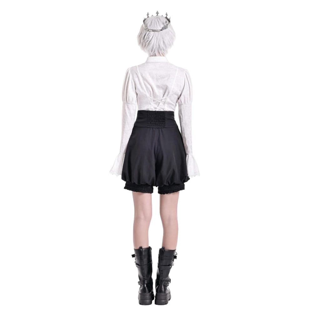 Darkinlove Women's Gothic High‑Waisted Cross Zipper Engraved Buttons Decor Pumpkin Shorts