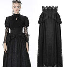 Darkinlove Women's Gothic High-waisted Jacquard Black Long Skirt