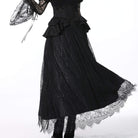 Darkinlove Women's Gothic High-waisted Jacquard Black Long Skirt