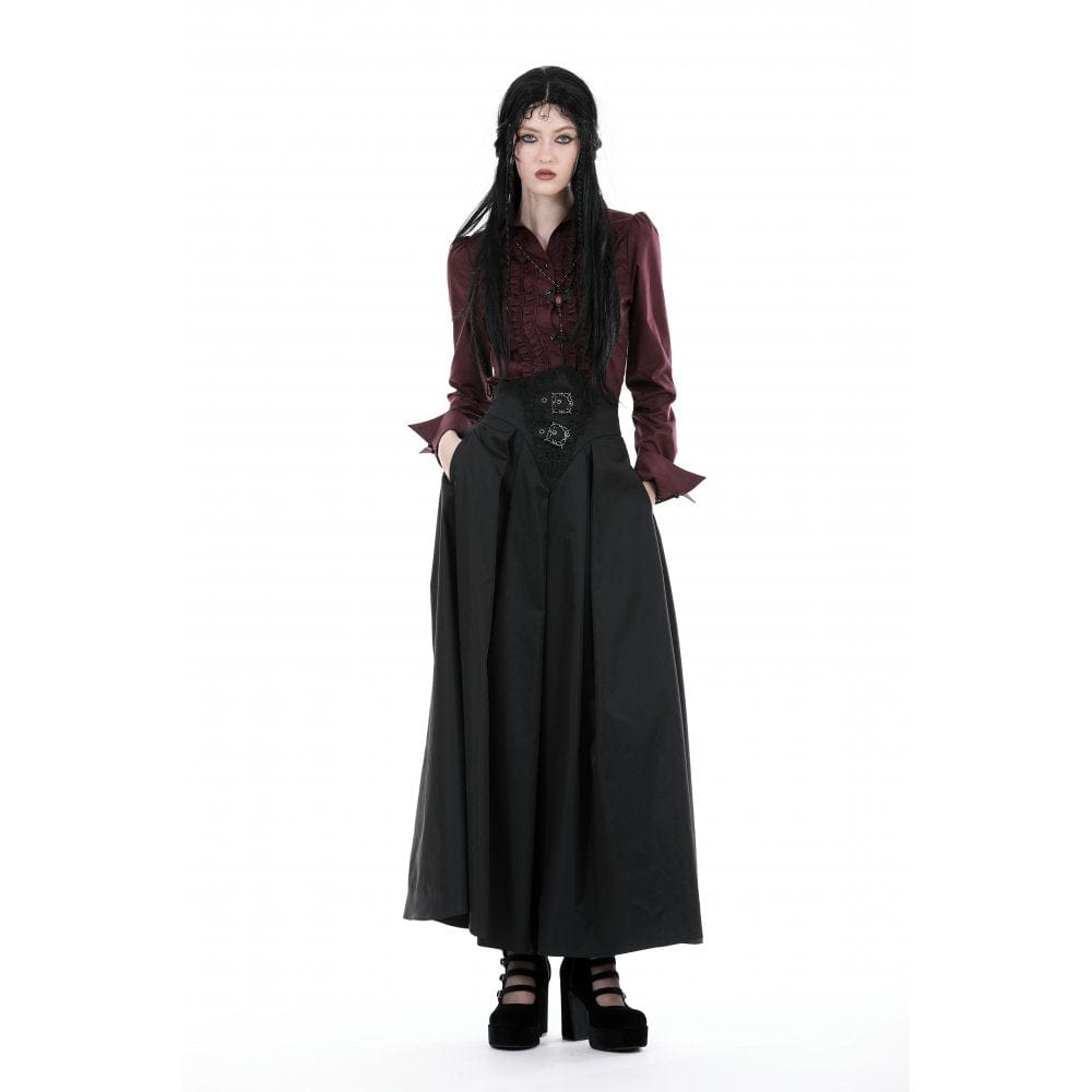 Darkinlove Women's Gothic High-waisted Pleated Long Skirt