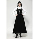 Darkinlove Women's Gothic Horned Embroidered Lace-up Velvet Slip Dress